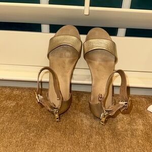 Ugg gold metallic wedges